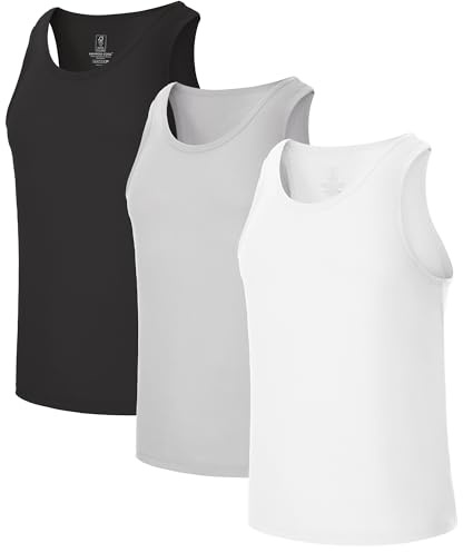 BAMBOO COOL Men's Tank Top Undershirts Moisture Wicking Fit A-Shirts 3 Pack