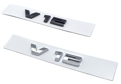 NBCNZCTSAS 3D Font Numbers Letters V12 Emblem Fit For BMW M760i Series F01 F02 G11 G12 Car Trunk Nameplate Logo Sticker Black Chrome(Silver)