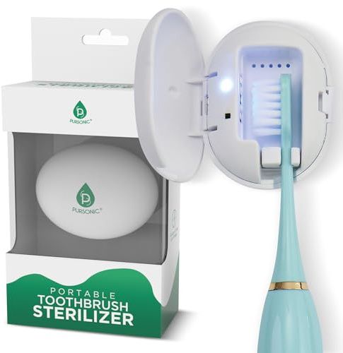 Pursonic Portable UV Toothbrush Sanitizer Case – Rechargeable Toothbrush Cleaner with UV Light & Magnetic Mounting – Compact, Hygienic & Long-Lasting (30-Day Battery) for Home & Travel (White)