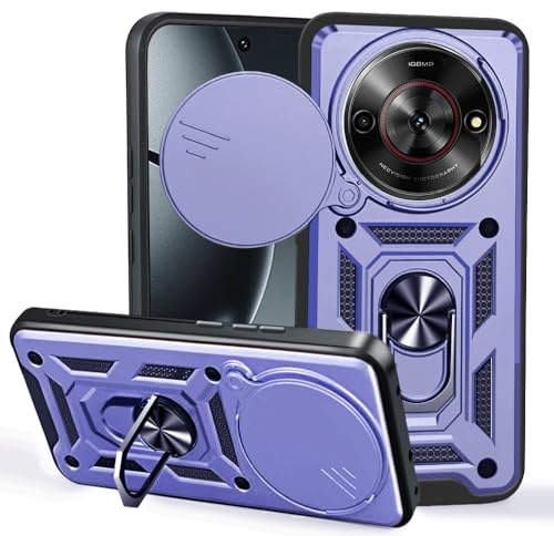 JNERBUYI Hülle für ZTE Nubia Focus 5G/Blade A75 5G/V60 Smart Schutzhülle mit 360°Ring und Objektiv Cover, Stoßfeste Handyhülle mit Magnet Ständer, Bumper Robuste Hülle. Blau