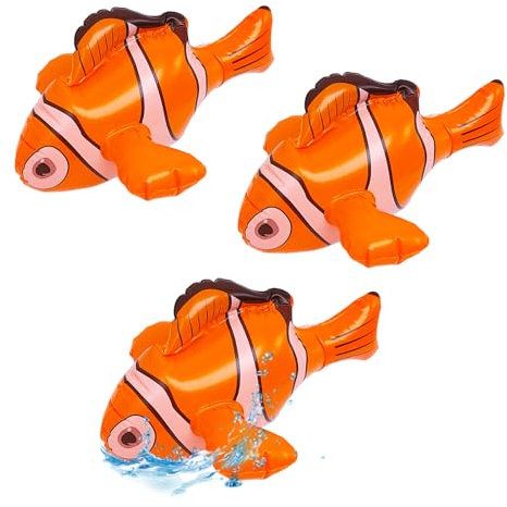 SAIIURV 3 Pcs Inflatable Clown Fish, Inflatable Pool Toy Fish, Beach Pool Inflatable Fish, Child Fun Tropical Fish Decoration for Party Beach Theme Summer Celebrations Photo Props Pool Party (3 Pcs)