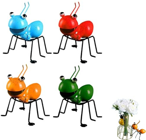 AQCQDQ Gartendeko Ameise Metall Gartenfiguren, Garten Ant Figurinedekoration, 3D Ameise Ornamente Metall-Skulptur Wand Dekor Skulpturen Metallinsekten Dekoration für Drinnen Draußen (4PCS)