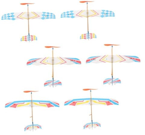 Kisangel 6pcs Rubber Band Powered Airplane Models Small Glider Plane for Outdoor Fun Design for Improves Hand Eye Coordination Party Favors
