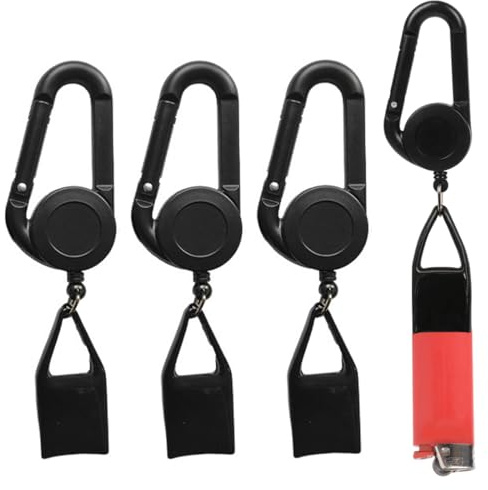GXGM 3 Stück Feuerzeug Halter, Clipper-Halter zum Aufhängen eines Schlüssels, einziehbares Feuerzeugzubehör (Schwarz)