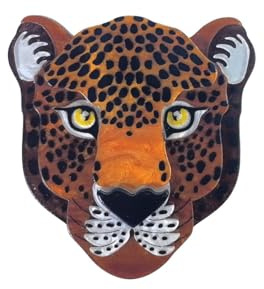 Handgemachtes Ornament Acryl Tier Leopard Brosche Cartoon Pin Kostümzubehör, Braun