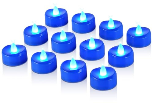 Raycare Flameless Candles, 24 Pack Blue Tea Lights Candles Battery Operated