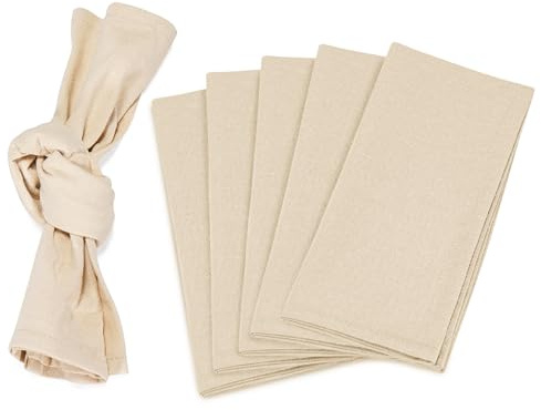 LUKDUNG 6 Stück Servietten, Baumwoll Servietten 40 x 40 cm, Wiederverwendbare Mullservietten für Party Hochzeiten Zuhause Brautpartys Tischdekorationen, Beige