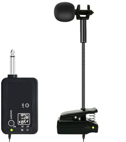 GLFLOW Portable UHF Wireless Microphone Set With Flexible Gooseneck For Wind Musical Instruments Live Performance