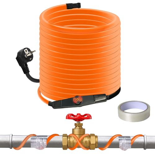 Selbstregulierendes Heizkabel mit Thermostat, 9M, 25 W/M, 220V Rohrheizkabel Frostschutz, Wasserdicht Begleitheizung Heizkabel für Tiertränken, Pflanzenbewässerung und zum Schutz von Hausleitungen