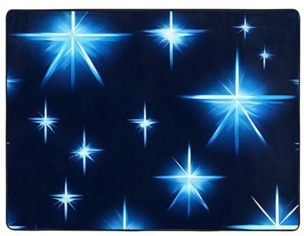 Qwvbn Rutschfeste Bodenmatte mit Cartoon-blauen Sternen, 160 x 121,9 cm, Heimdekoration, weich und rutschfest, geeignet für Wohnzimmer, Hotels und Büros.