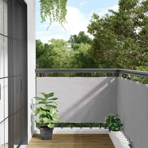 QJBSAVVA Balkon-Sichtschutz Grau 1000 x 75 cm PVC beschichtet, wetterfest, leicht montierbar, platzsparender Garten Windschutz für Metallzaun, Veranda & Camping