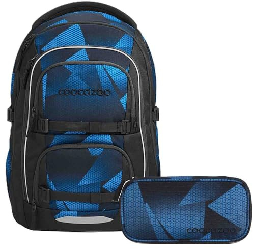 Coocazoo Porter Laser Lights Schulrucksack Set 2tlg. inkl. Schlamperbox (Electric Ice)