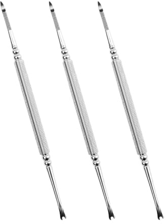 DECORNIJIA Outils de Manucure Design Élégant et Fonctionnel en Acier Inoxydable Argenté Lot de 3 pour Nettoyage Ongles et Élimination de Peau Morte pour Nail Art