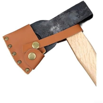 Brown Leather Axe Sheath With Rivet Reinforcement For Camping Hatchet And Russian Battle Axe Secure Guard Cover 8x6.5cm(Style B)