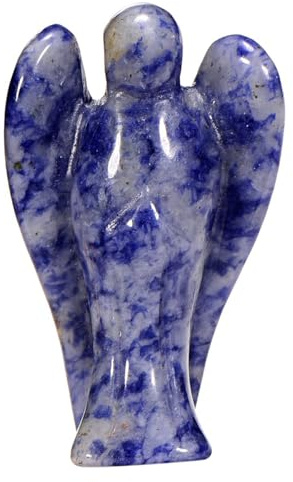 Morella Edelstein Sodalith Engel Glücksbringer Schutzengel zum Mitnehmen 3,5 cm in Samtbeutel