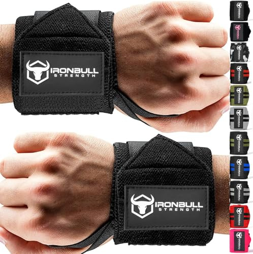 Handgelenk Bandagen [18” Wrist Wraps] - Handgelenkbandage für Fitness, Powerlifting, Bodybuilding, Gewichtheben & CrossFit - Handgelenkstützen für Krafttraining (Schwarz)