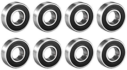 sourcing map 8 Stück 6001-2RS Kugellager doppelt abgedichtet 12mmx28mmx8mm Kohlenstoffstahl Z1