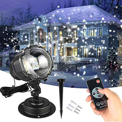Christmas Snowflake Projector Light, Xndryan LED Projector Light Snow Falling Projector Lamp with Remote Control and Timer Function, Outdoor Waterproof Xmas Projector for Christmas, Halloween, Holiday