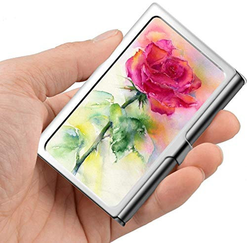 Professionelle Visitenkarte, Brieftasche aus Edelstahl Kreditkartenetui mit Kartenhalter Aquarell