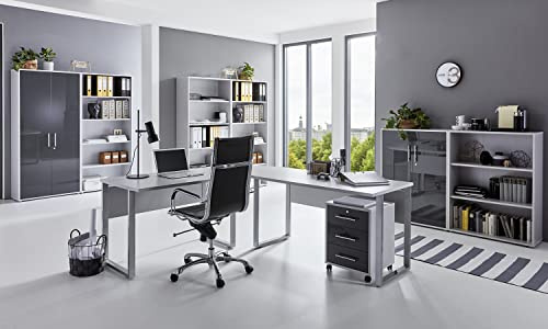 moebel-dich-auf Arbeitszimmer TABOR PRO 7 in diversen Farbvarianten (lichtgrau/anthrazit Hochglanz)