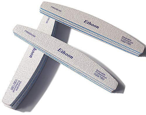 12 Pcs Limes À Ongles Premium Professionnel Lune Zèbre Limes À Ongles Durables Emery Board Outils De Manucure Pour La Maison Et Salon 100/180 Grit Blue