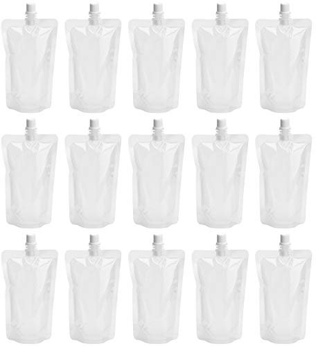 Cabilock 50pcs 250ml Clear Drink Pouches, Reusable Festival Drink Bags for Outdoor Activities, Fishing, Camping, Theater