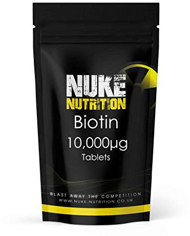Nuke Nutrition Biotin Tablets 10000mcg - x365 - Hair Vitamins for Growth and Hair Loss - High Strength Skin Nail & Hair Vitamins Supplements to Reinforce Keratin - Hair Growth for Men and Women