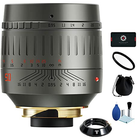 TTArtisan 50 mm F0.95 große Blende Vollbild-Objektiv, manueller Fokus, Titangrau, für Hasselbald-Kamera mit Leica M auf Hasselblad Objektivadapter für Hasselblad X1D Kamera