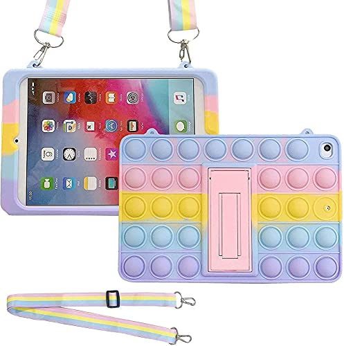 BeiLuo Relieve Stress, Silicone Rainbow Pop Bubble Push Bubble Fidget Toy Silicone Tablet Case for IPad Air Mini 4 5 Pro 10.5 11 9.7 Kids Pop It Soft Cover (2019 iPad /2020 iPad 10.2,Rainbow)