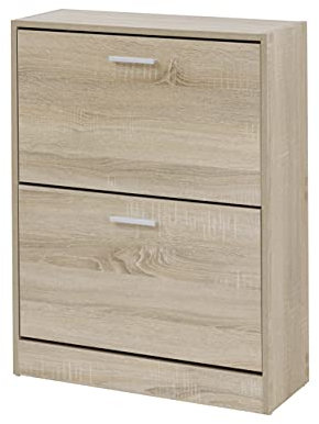 Baroni Home Zapatero con Puertas de Entrada en Madera Melamina. Armario de Zapatos 12 Pares con 2 Puertas abatibles y Doble Fondo 24x63x81 cm