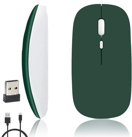 iSTYLE Mouse Senza Fili Ricaricabile, Bluetooth e 2.4GHz con Mini Ricevitore USB, 1600 DPI Tracciamento Ottico, Mouse Silenzioso per Mac, PC, iPad, Laptop, Tablet (Ciano)