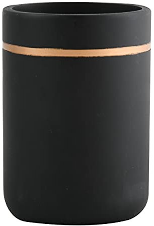 Spirella Zahnputzbecher Zahnbürstenhalter Keramik Bly 7x11,5 cm Schwarz Gold Matt