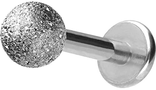 PIERCINGLINE Chirurgenstahl Labret Stecker DIAMANTOPTIK Piercing Lippe Ohr Nase Silberfarben 1,2 x 7 mm
