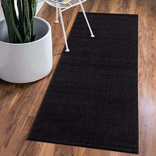 carpet city Teppich Einfarbig Graphite Flur - Kleiner Läufer 80x150 cm - Hochtief-Streifen-Muster, 3D-Effekt - Kurzflor Teppiche Modern - Deko Home&Living
