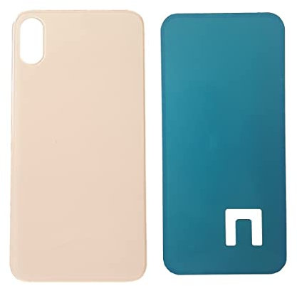 DHLK® Vetro Scocca Compatibile con iPhone XS - Back Glass Big Hole (Gold)