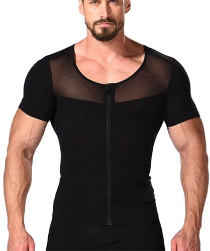 RCBHSD Bauchweggürtel Taille Trimmer Taillenmieder Gürtel Taillengürtel Bodyshaper Slimming T-Shirt Men Miederbody Shapewear Figurformer (Color:黑色,Size:L)