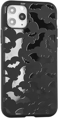 Cavka Matte Black Case Compatible with - iPhone 11-6.1 inch 2019 Protective TPU Rubber Cover Cute Bats Spooky Classy Bumper Non-Slip Lightweight Shockproof Goth Halloween Animal Cool Silicone