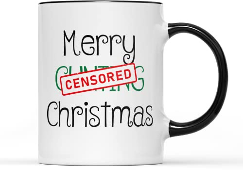 SMARTYPANTS Merry C*nting Christmas Mug Tea Coffee Cup - Novelty Adults Rude Swear Explicit Grinch Ba Humbug Santa Claus Xmas Christmas Stocking Filler Gift Present (Black