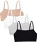 Fruit of the Loom Women's Spaghetti Strap Cotton Pullover Sports Bra Value Pack, Opaque, Sand/White/Black/Heather Grey, 38 (Pack of 4)