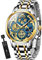 OLEVS Skelettuhren für Herren Blau Analog Quarz Multifunktional Chronograph Easserdicht Luxuriös Modisch Leuchtend Armbanduhren für Herren
