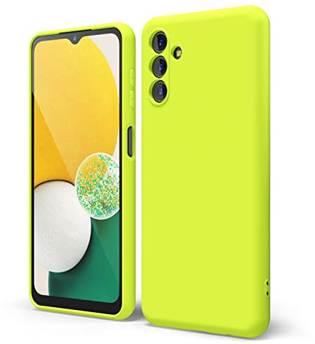 oakxco for Samsung Galaxy A13 5G/ A04s Case Silicone, Thin Slim Grip Soft Rubber Gel Protective Phone Case for Women, Matte Plain Bright Color Aesthetic Girly Case with Camera Cover, Neon Green