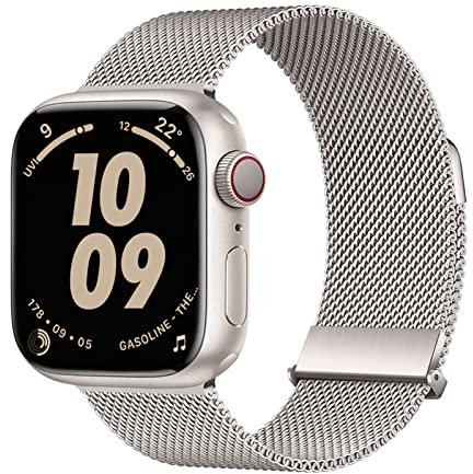 Nepfaivy Cinturino Compatibile con Apple Watch - 38mm 40mm 41mm Cinturino Magnetico Regolabile in Metallo per iWatch SE/8/7/6/5/4/3/2/1, Cinturino Maglia Milanese per Donna e Uomo