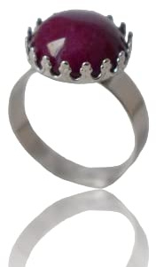 Jade Ring Silber, rote Jade, Kronenring Silber, Edelstein verstellbar Ring, Weinrot, Ring mit roter Stein, Steinring, Geschenk Freundin