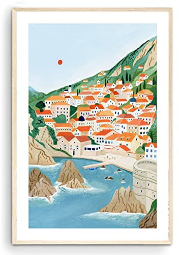 Nationcog Dubrovnik Kunstdruck – Kroatien Kunst, Dubrovnik Poster – Reisegeschenk & Heimdekoration (ungerahmt) (40,6 x 61 cm)