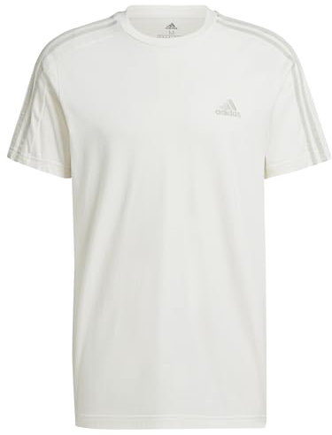 adidas Herren Essentials Single Jersey 3-Stripes Tee, Off White, XL