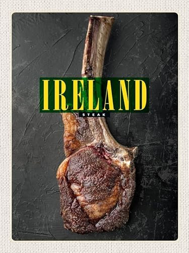 mrdeco Metall Schild 30x40cm gewölbt Irland Irisches Angus Tomahawk Steak Deko Blechschild Tin Sign