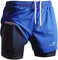 Viisendy Pro Herren 2-in-1 Laufshorts Workout Bodybuilding Trainingsshorts 3 Zoll Outdoor Marathon Joggingshorts Blau L