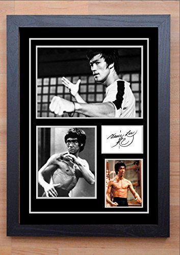 SIGNED BY THE STARS Hochwertiger Druck mit Autogramm von Bruce Lee, A4, gerahmt, 34 x 24 cm