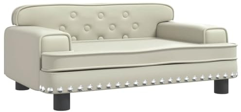 vidaXL Hundebett, Hundekissen mit weicher Polsterung, Hundesofa Hundecouch für kleine Hunde Haustiere, Haustierbett Katzenbett, Creme Kunstleder