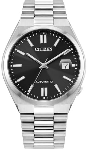 Citizen Men's Automatic Tsuyosa Sport Luxury Watch, Silver-Tone Stainless Steel, Black Dial, 3 Hand with Date, 42 Hour Power Reserve (Model:NJ0150-56E)
